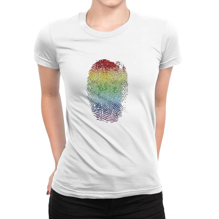 Lgbt Gay Pride Rainbow Thumbprint Women T-shirt