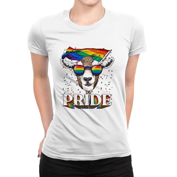 Lgbt Goat Gay Pride Lgbtq Rainbow Flag Sunglasses Women T-shirt