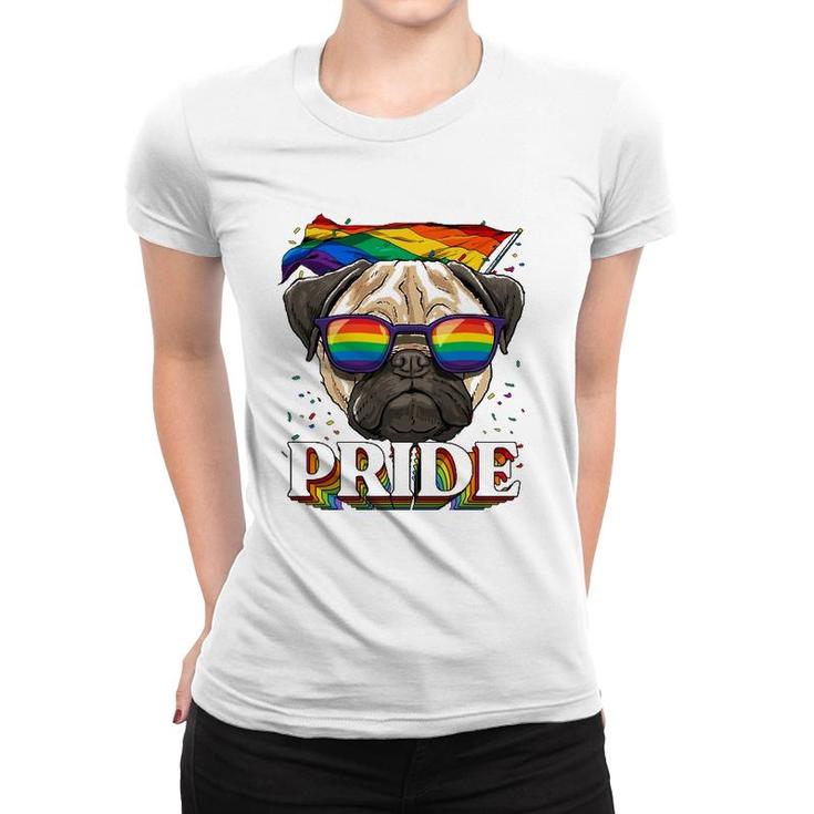 Lgbt Pug Gay Pride Lgbtq Rainbow Flag Sunglasses Women T-shirt