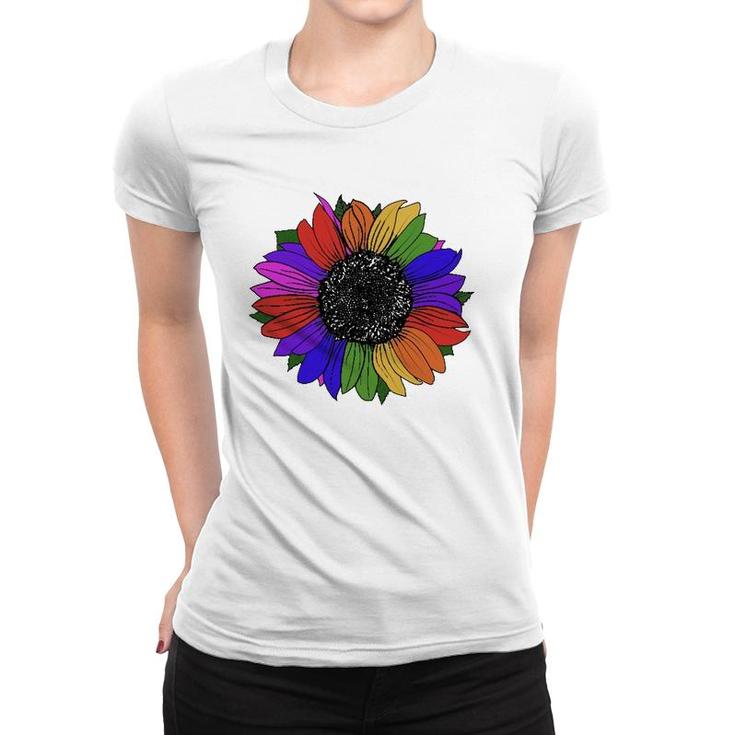Lgbtq And Ally Rainbow Pride Sunflower Women T-shirt