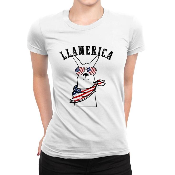 Llamerica Llama 4Th Of July American Flag For Men Women Kids Women T-shirt