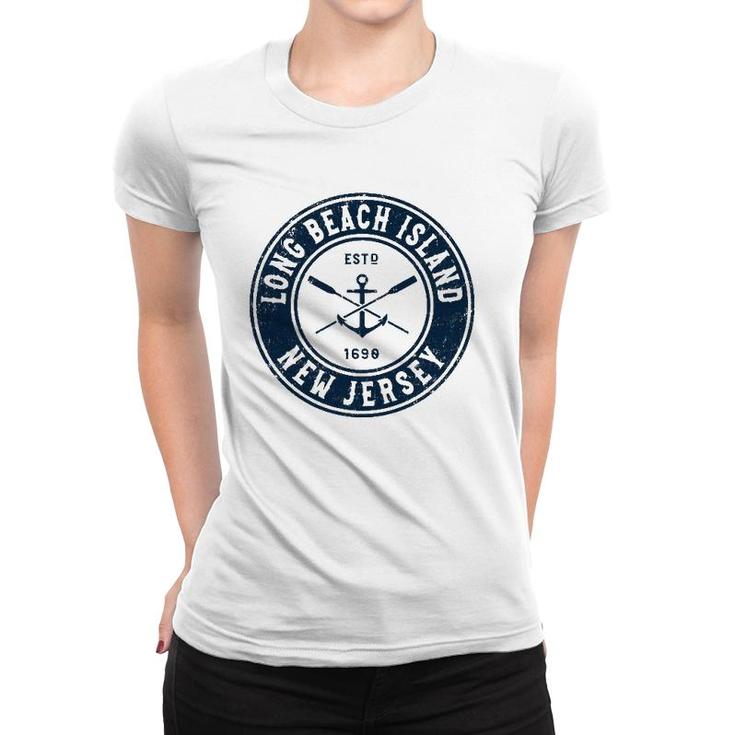 Long Beach Island New Jersey Nj Vintage Boat Anchor & Oars Women T-shirt