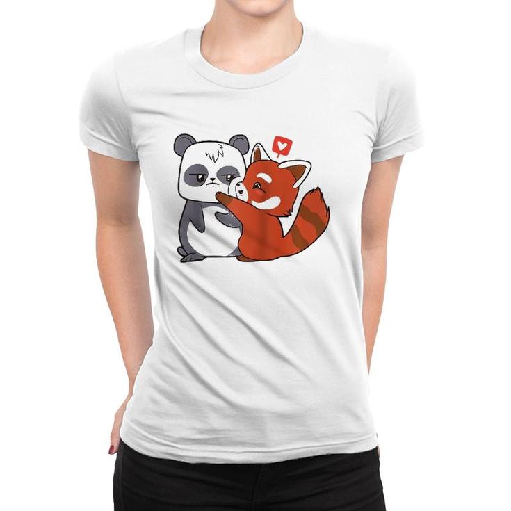 Love Giant Panda Bamboo Bear Cartoon Couple Heart Kids Gifts  Women T-shirt