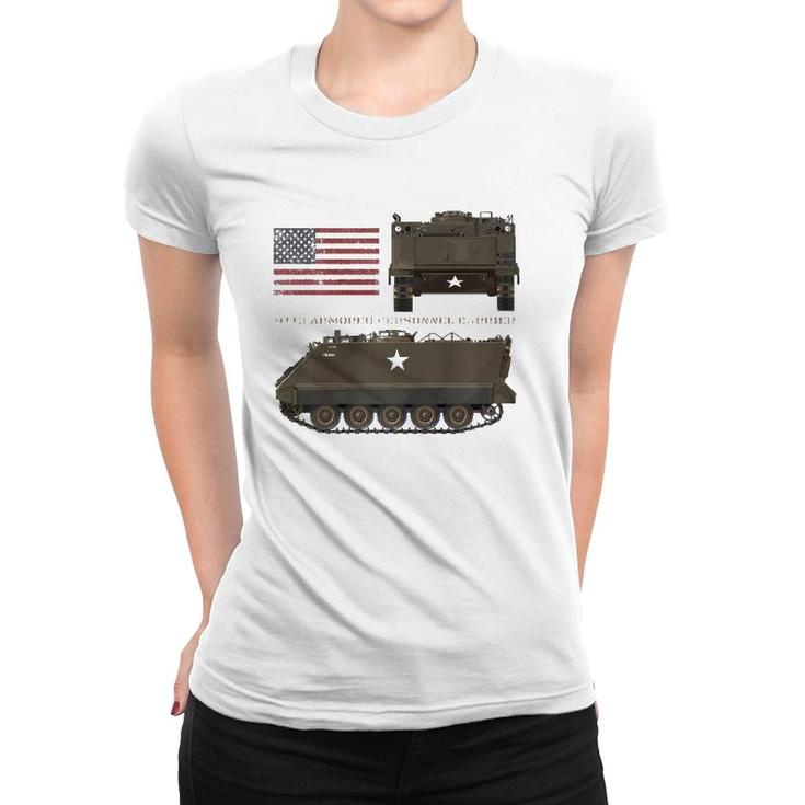 M113 Armored Personnel Carrier Patriotic Army American Flag  Women T-shirt