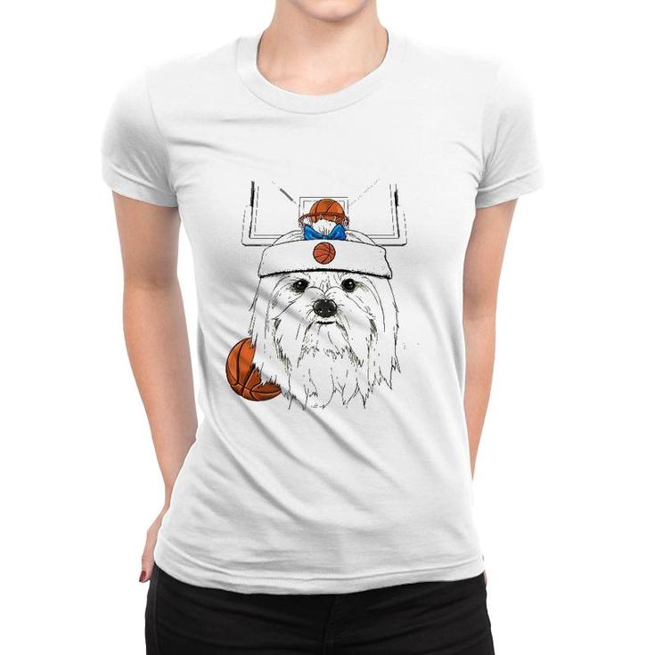Maltese Basketball Dog Lovers Basketball Player  Women T-shirt