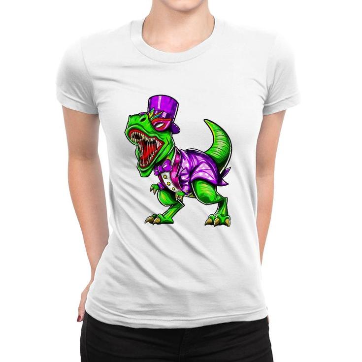 Mardi Gras Dinosaur Trex Dinorex Women T-shirt