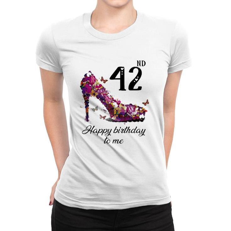 Mb 42Nd Birthday Butterfly Shoe Happy Birthday To Me Women T-shirt