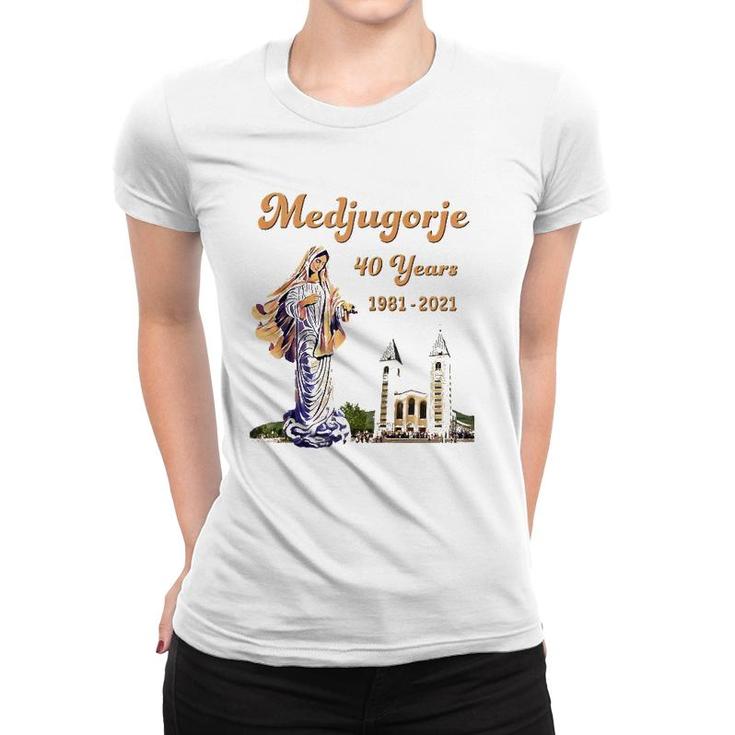 Medjugorje 40 Years Statue Of Our Lady Queen Of Peace Zip Women T-shirt