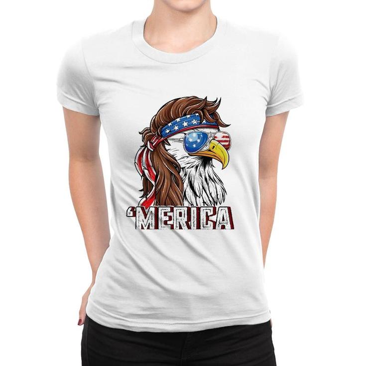 Merica Usa American Flag Patriotic 4Th Of July Bald Eagle Women T-shirt
