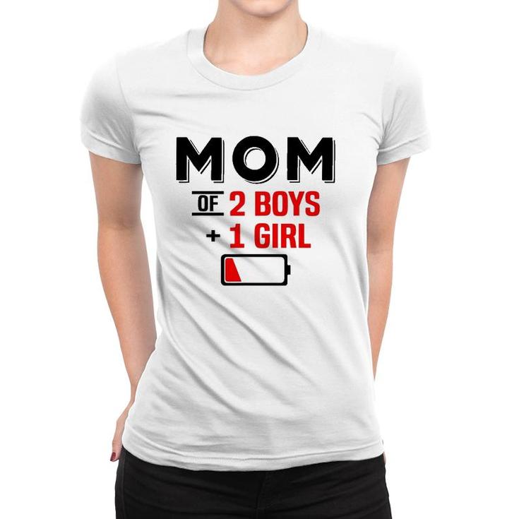Mom Of 2 Boys 1 Girl  Son Mothers Day Birthday Women T-shirt