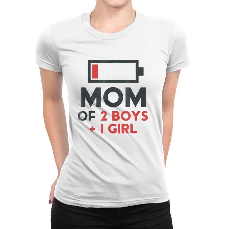 Mom Of 2 Boys 1 Girl  Son Mothers Day Gift Birthday Women T-shirt