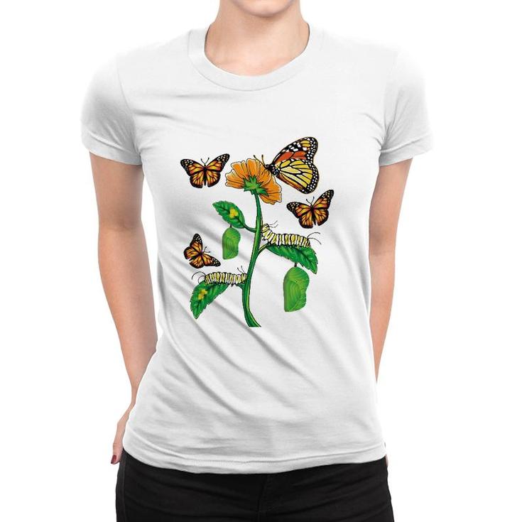 Monarch Butterfly Lover Life Cycle Metamorphosis Caterpillar Women T-shirt
