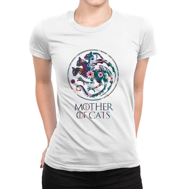 Mother Of Cats With Floral Art - Gift For Cat Lovers Women T-shirt