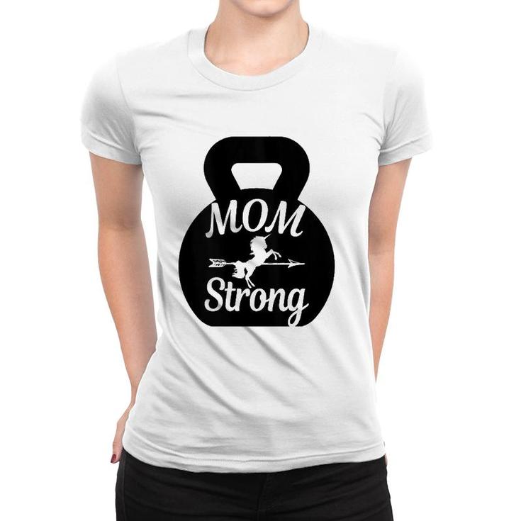 Mother's Day Workout Kettlebell Unicorn Mom Strong Women T-shirt
