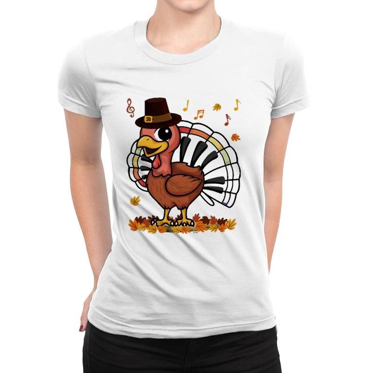 Music Piano Teachers Music Turkey Costume Happy Thanksgiving Women T-shirt