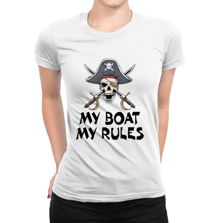 My Boat My Rules Pirate Novelty Halloween  Women T-shirt