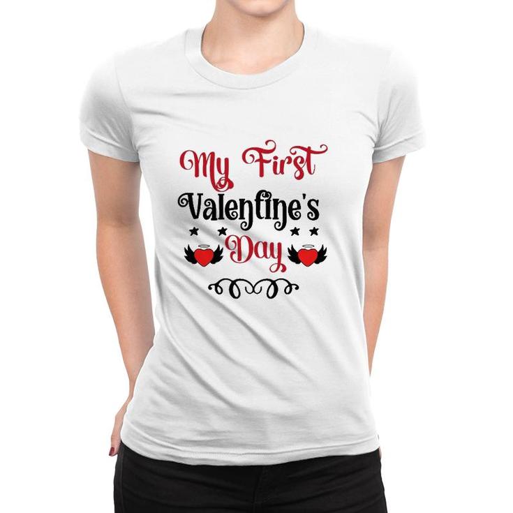 My First Valentines Day Romantic Valentine For Husband Funny Valentine Women T-shirt
