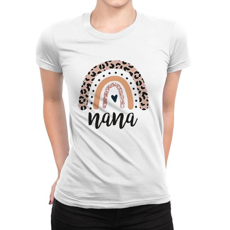 Nana Leopard Rainbow Grandmother Cheetah Print Graphic Women T-shirt