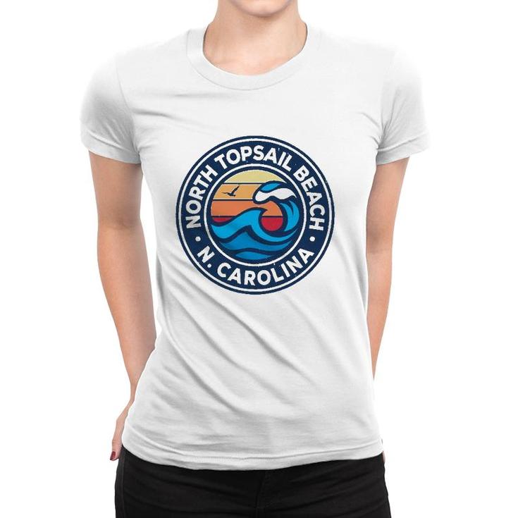 North Topsail Beach North Carolina Nc Vintage Nautical Waves  Women T-shirt