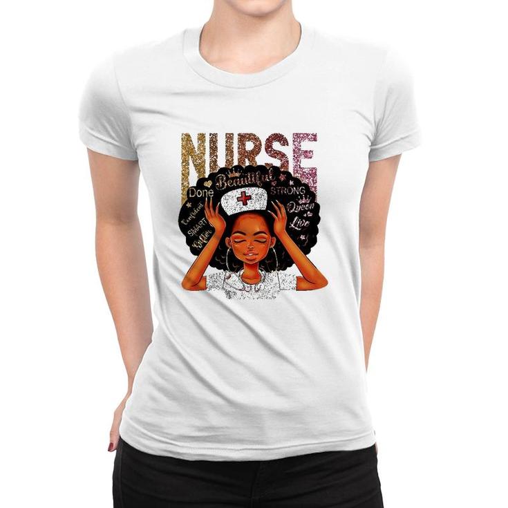 Nurse Black Woman Magic Afro Melanin Queen Black History Women T-shirt