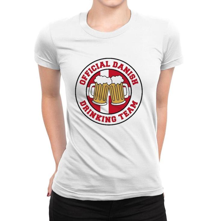 Official Danish Drinking Team Flag Of Denmark Beer Funny Women T-shirt