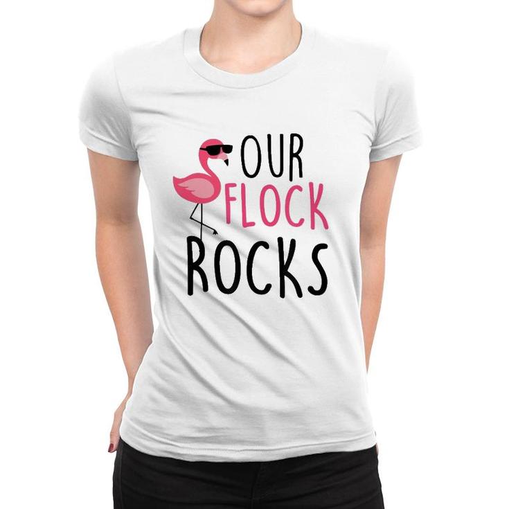 Our Flock Rocks Flamingo Mother's Day Teacher Gift Women T-shirt