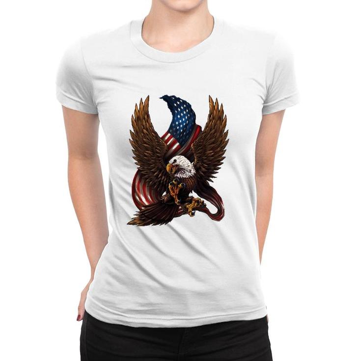 Patriotic American Design With Eagle And Flag Women T-shirt
