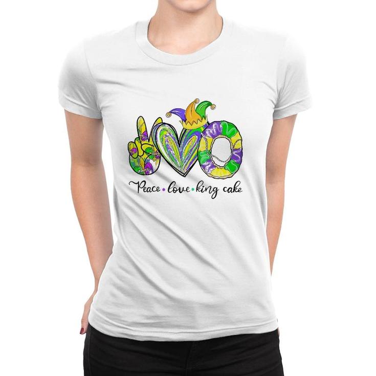 Peace Love King Cake Mardi Gras T Men Women Kids Women T-shirt