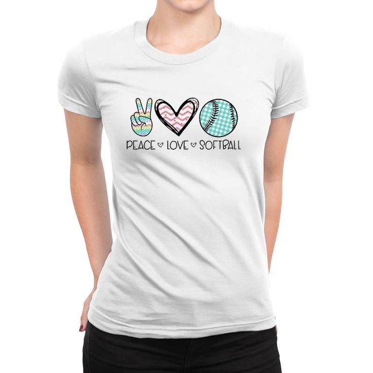 Peace Love Softball Cute Design For Women Teen Girls Women T-shirt