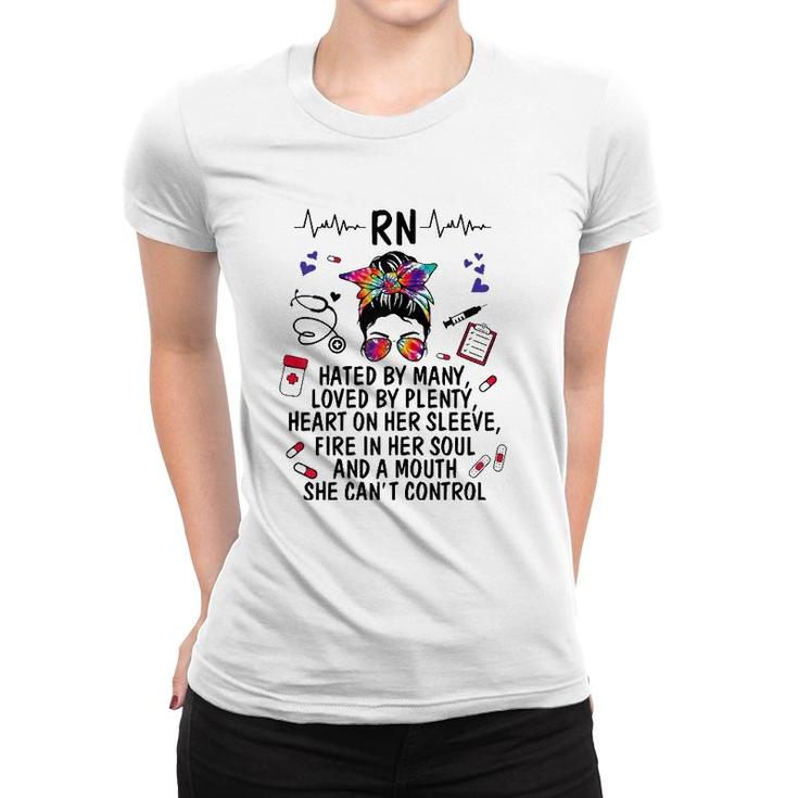 Ph Tie Dye Messy Bun Nurse Rn Life Nursing Heartbeat Women T-shirt