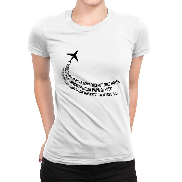 Phonetic Alphabet Pilot Airplane Women T-shirt