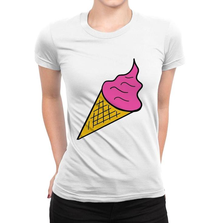Pink Ice Cream Funny Art Print Tee Clothing Love Women T-shirt