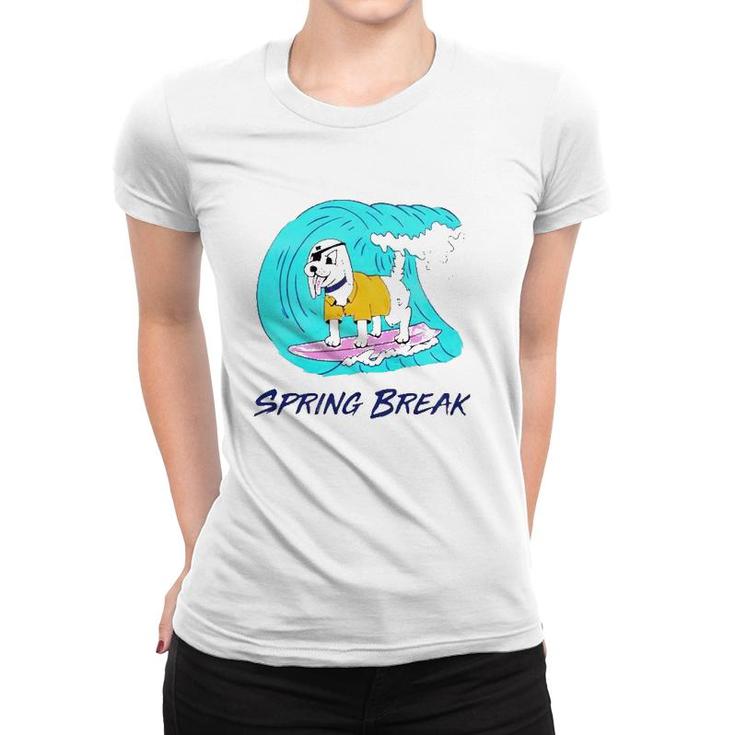 Pirate Dog Spring Break Surfing Dog Beach Vacation Women T-shirt
