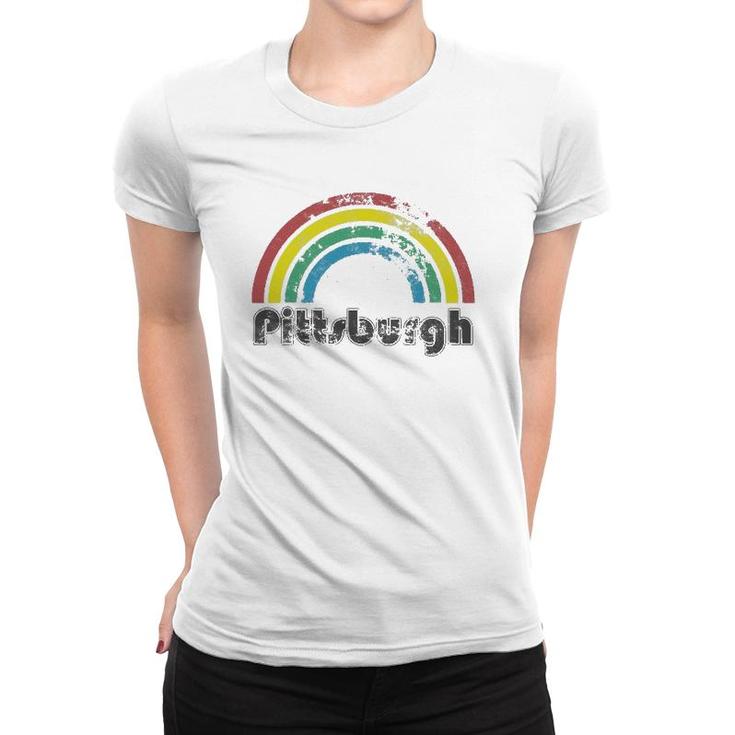 Pittsburgh Rainbow 70'S 80'S Style Retro Gay Pride Men Women Women T-shirt
