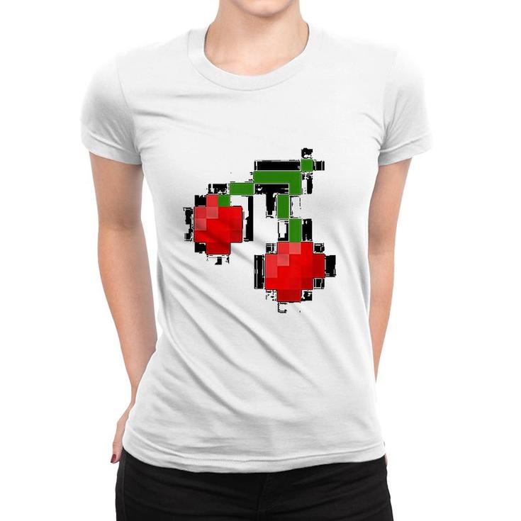 Pixel Cherries  8 Bit Video Game Graphic Women T-shirt