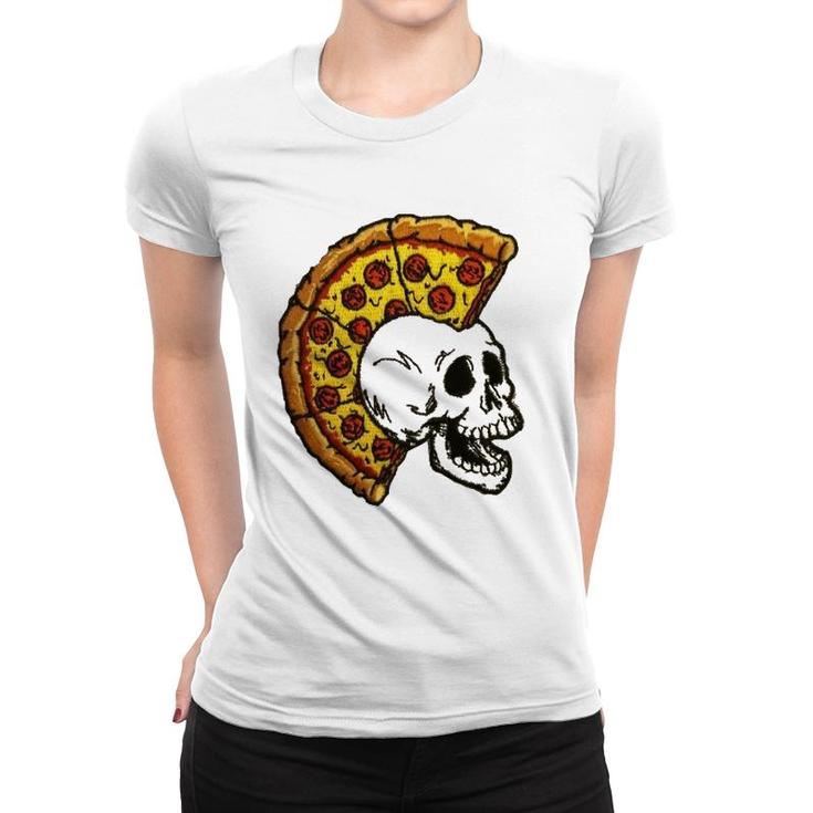 Pizza Mohawk Food Skull Women T-shirt