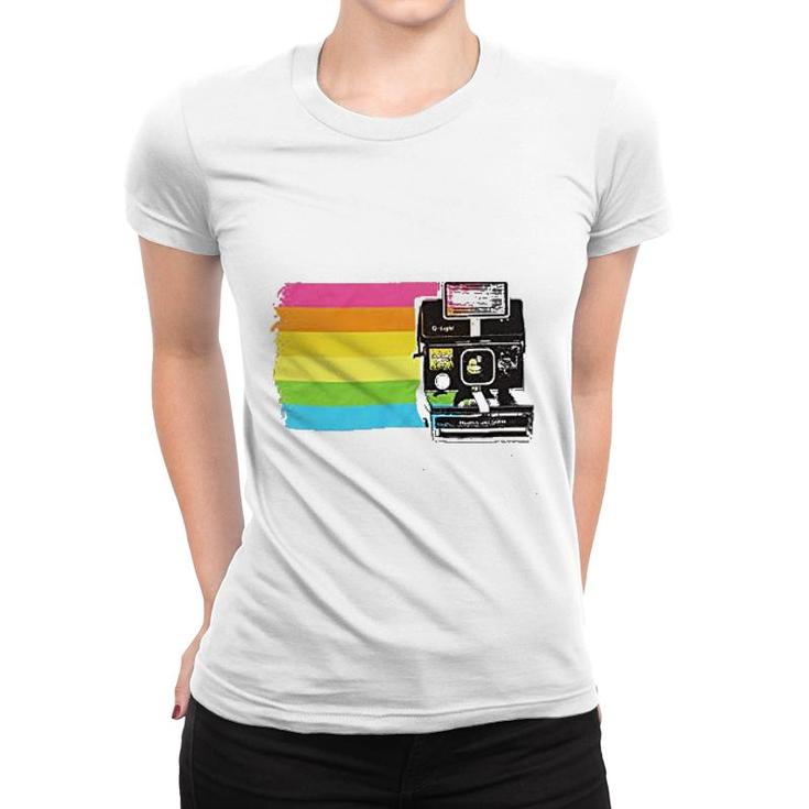 Polaroid Land Camera Color Stripe Women T-shirt
