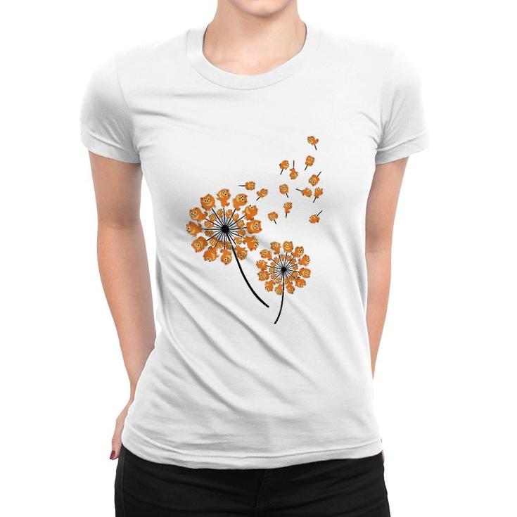 Pomeranian Flower Fly Dandelion Funny Dog Lover For Mom Men Women T-shirt