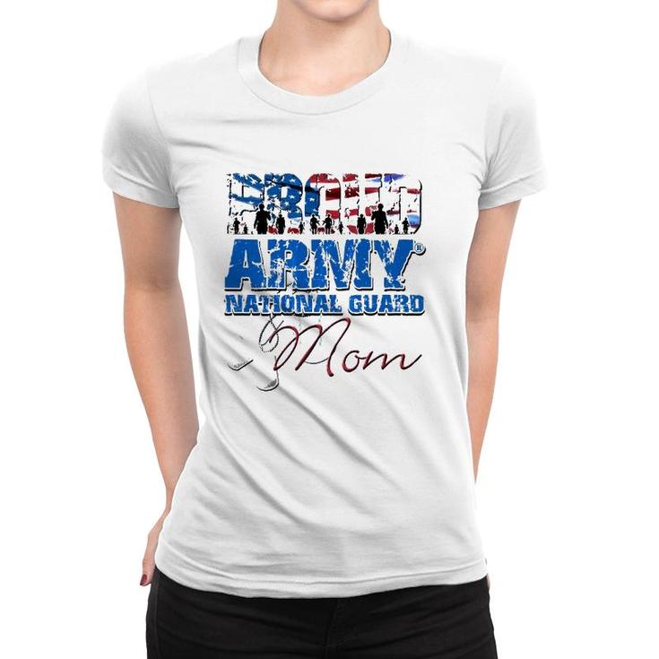 Proud Army National Guard Mom Usa Flag  Mothers Day Women T-shirt