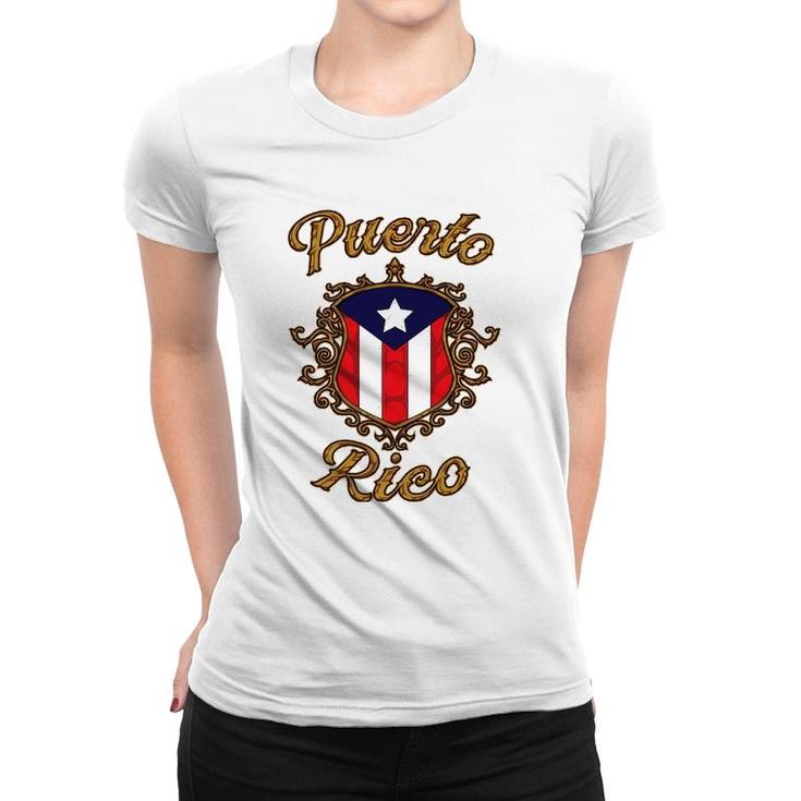 Puerto Rico Emblem Boricua Flag Puerto Rican Pride Women T-shirt