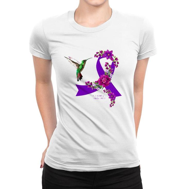 Purple Ribbon Alzheimer's Awareness Hummingbird Women T-shirt