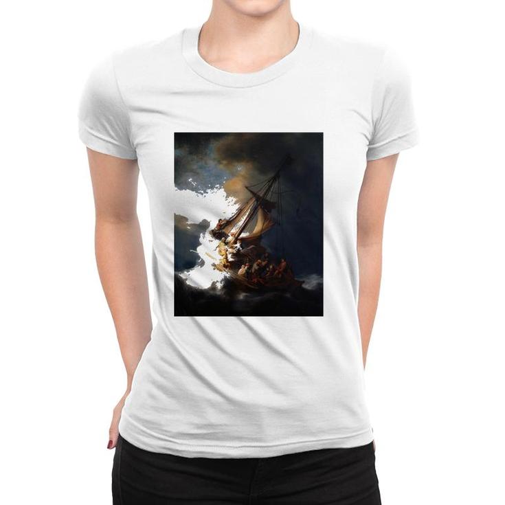 Rembrandt Christ In The Storm On The Sea Of Galilee Women T-shirt