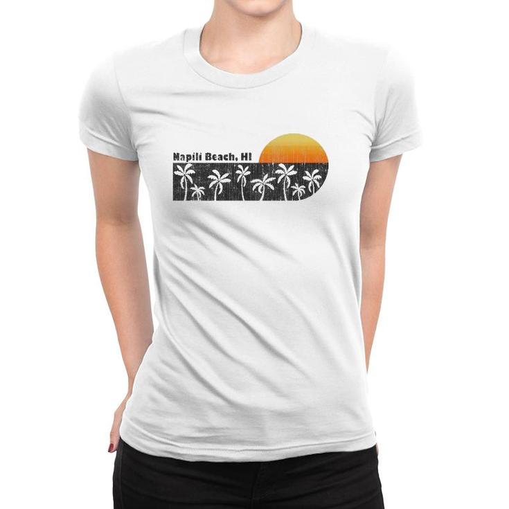 Retro Hawaiian Beach Vintage Napili Bay Sunset Women T-shirt
