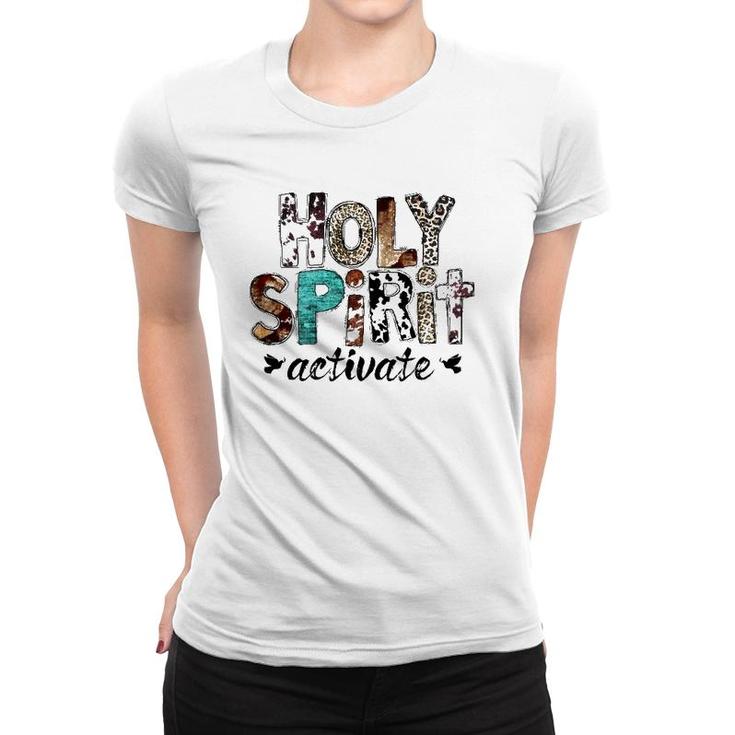 Retro Leopard Holy Spirit Activate Cowboy Rodeo Western Girl Women T-shirt