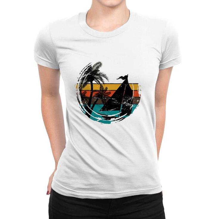 Retro Sailing Sailor Tropical Beach Sail Sea Sailing Women T-shirt