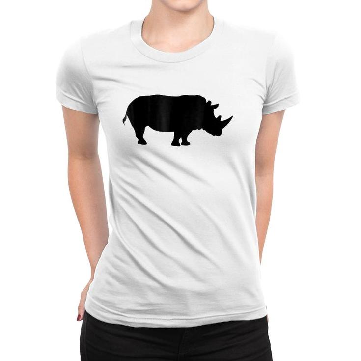 Rhinoceros Solid Black Silhouette  Rhino Women T-shirt