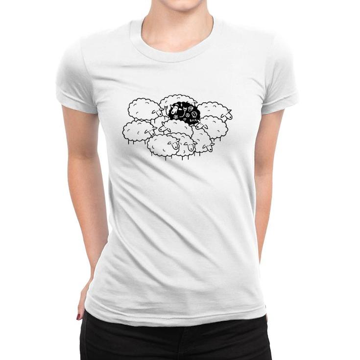 Rock N Roll Peace Love Black Sheep Funny Animals Graphic Art Women T-shirt