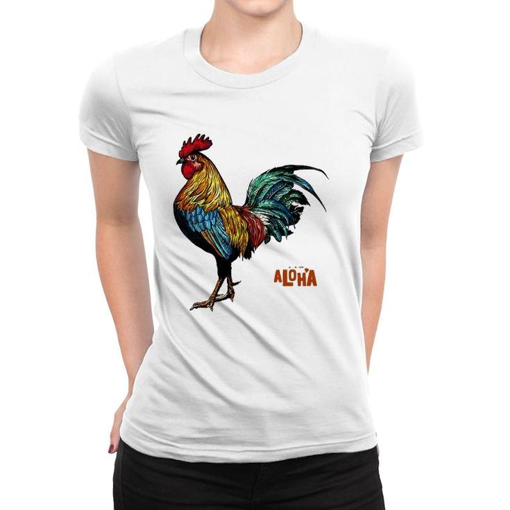Rooster Chicken Hawaii Aloha Hawaiian Premium Women T-shirt