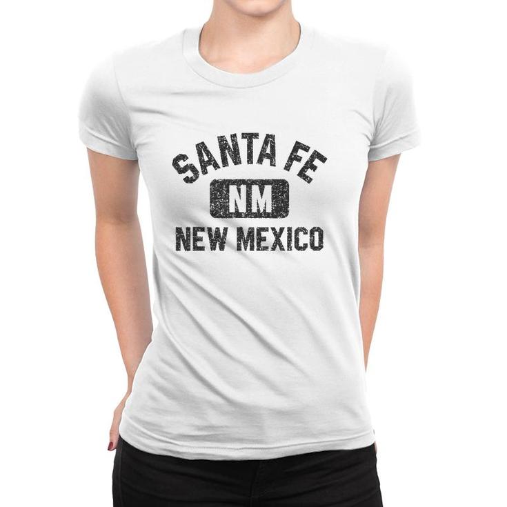 Santa Fe Nm Gym Style Black With Distressed Black Print Women T-shirt