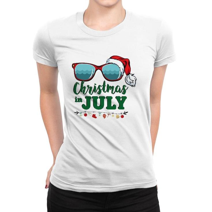 Santa Hat Sunglasses Summer Christmas In Julygift Women T-shirt